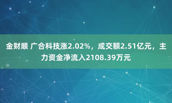 金财顺 广合科技涨2.02%,成交额2.51亿元,主力资金净流入2108.39万元
